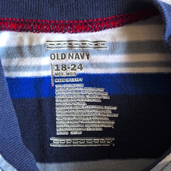 old navy classic blue striped long sleeve crewneck shirt 18-24 months baby boy - Picture 3 of 4